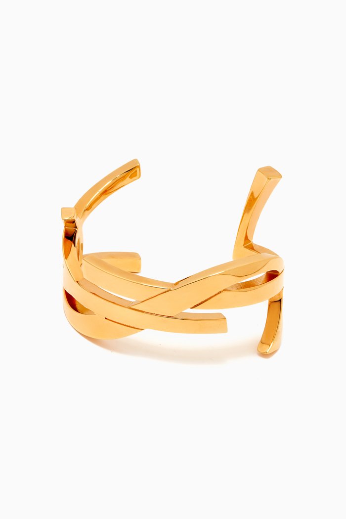 Monogram Cuff Bracelet in Brass, Gold