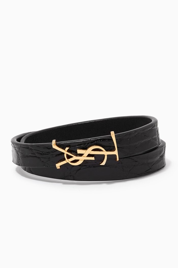 

Opyum Double Wrap Bracelet in Smooth Leather, Black