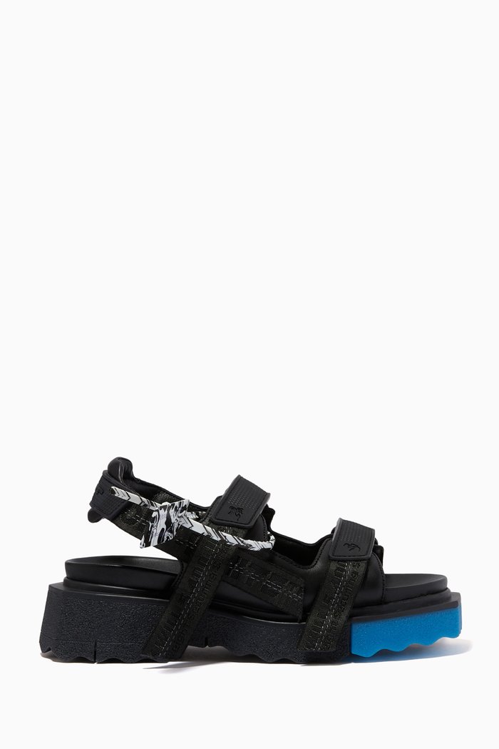 

Trek Sandals in Nylon Blend & Leather, Black