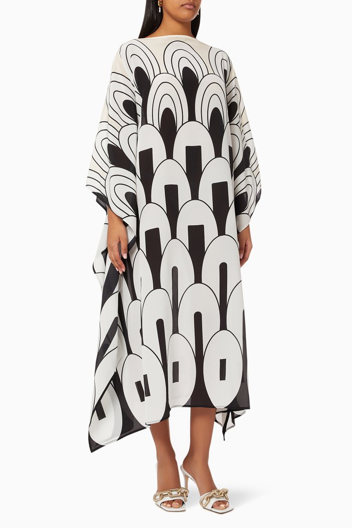 Clary Long Scarf Dress in Crepe de Chine, Black