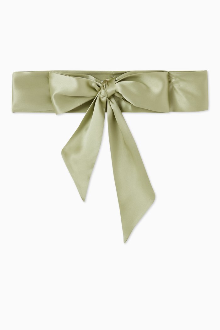 Sash Belt in Silk Satin, Green