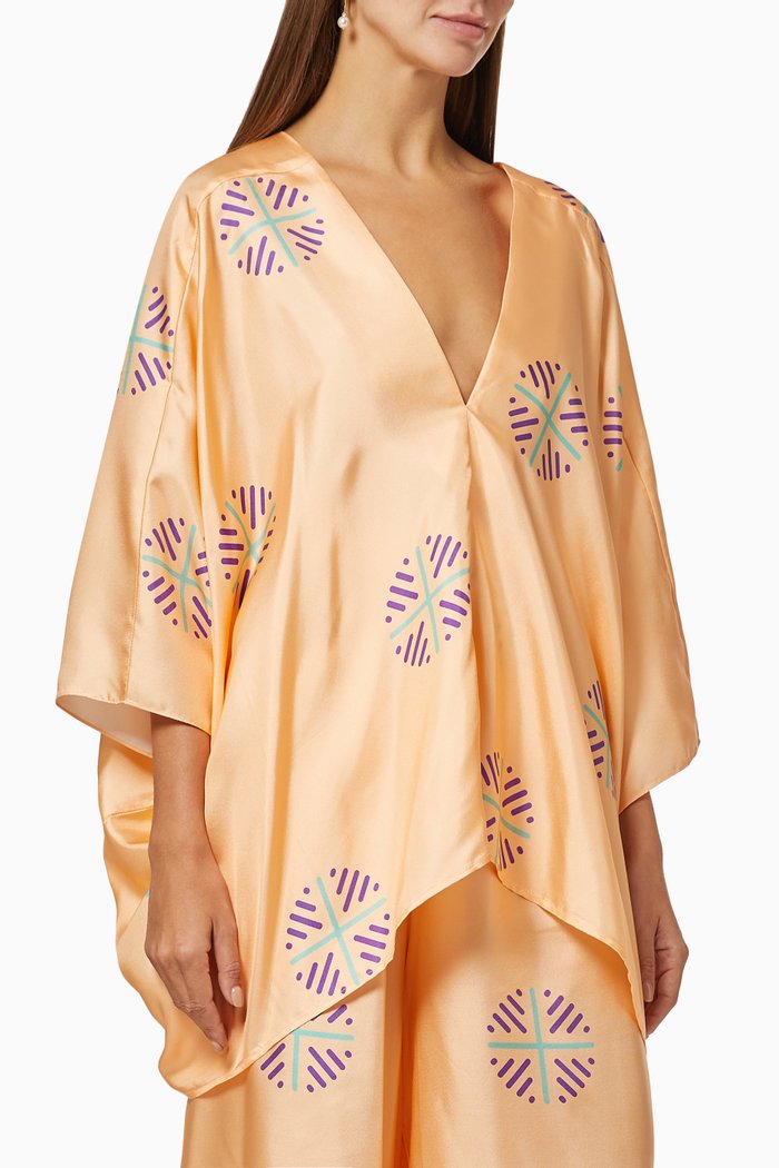 

Ellen Majorca Scarf Top in Silk, Orange
