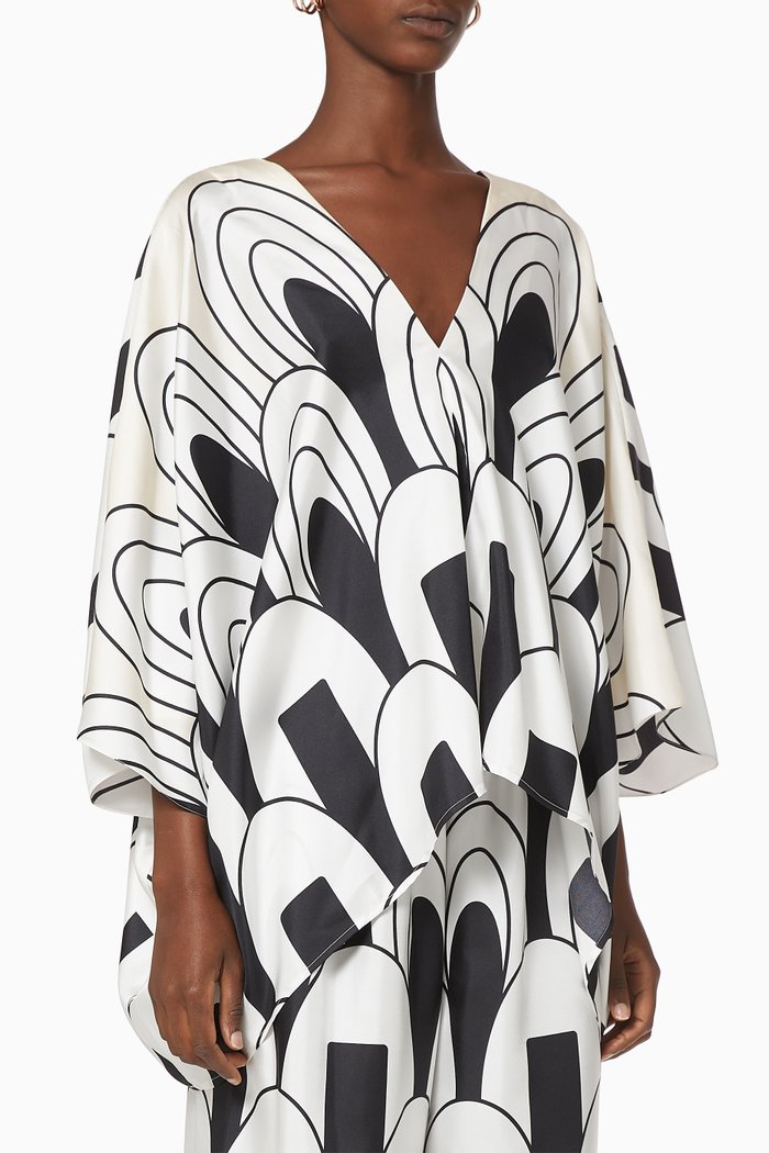 Clary Majorca Scarf Top in Silk, Black