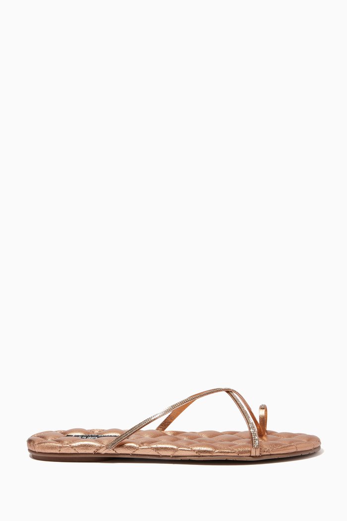 

Pruden Sandals with Swarovski Crystal in Laminated Goatskin, Gold