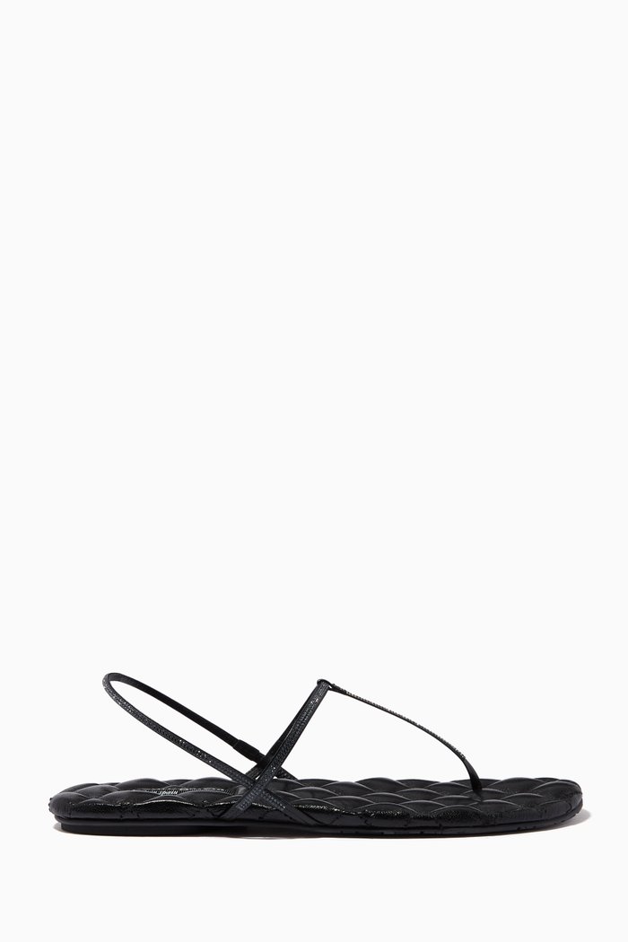 

Pita Slingback Sandals with Swarovski Crystal in Laminated Goatskin, Black