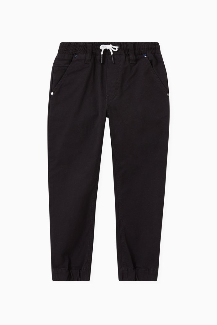 

Drawcord Pants in Stretch Cotton, Black