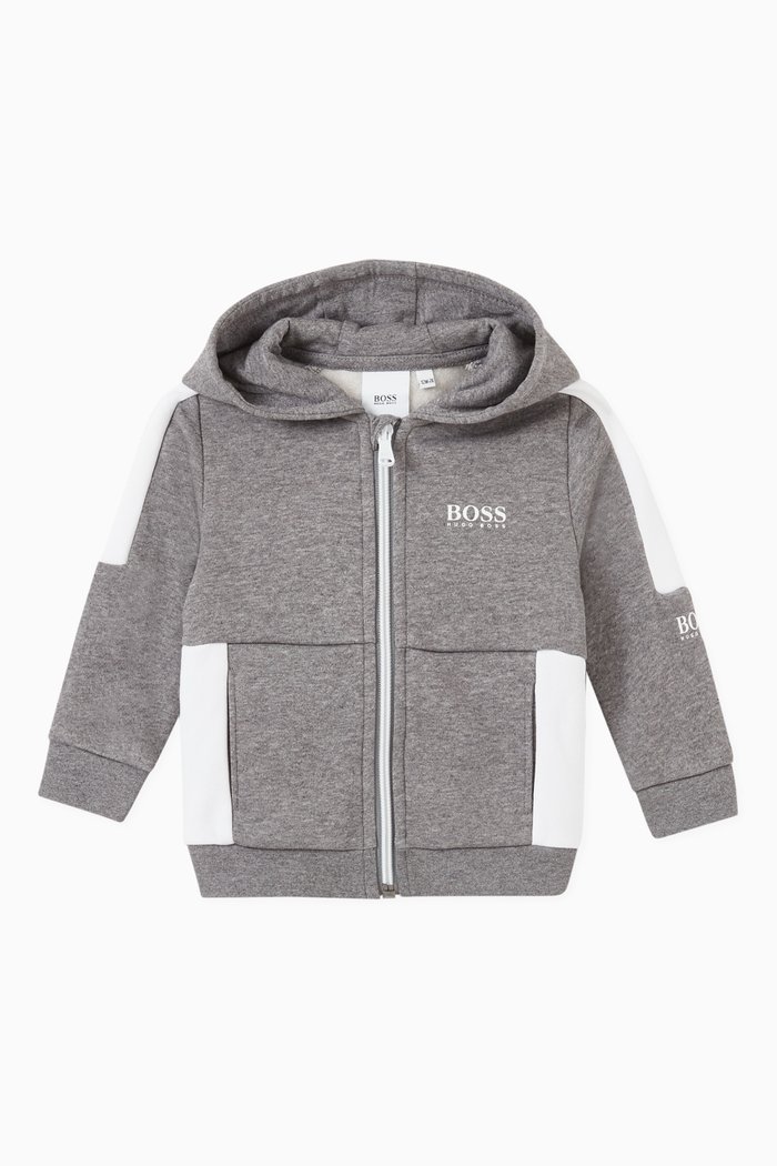 

Colour-Block Hoodie in Fleece, Grey