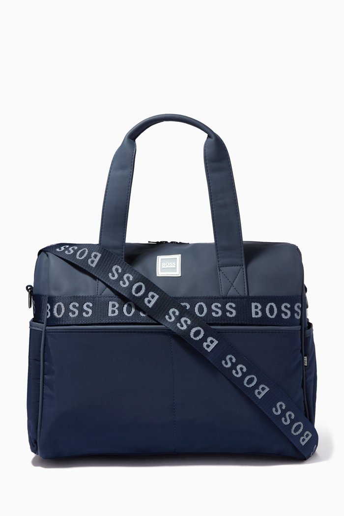 Logo Diaper Bag in Canvas, Blue