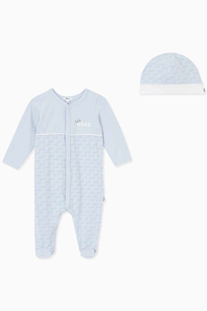 

Logo Pajama & Hat Set in Stretch Cotton, Blue