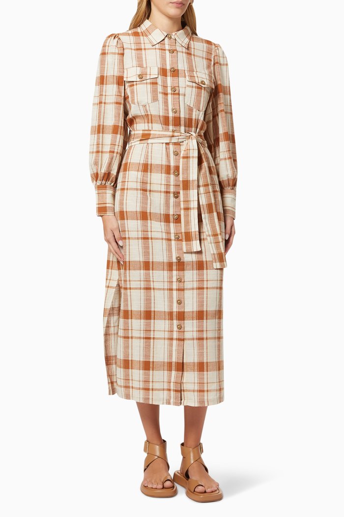 

Country Calling Dress in Linen blend, Brown