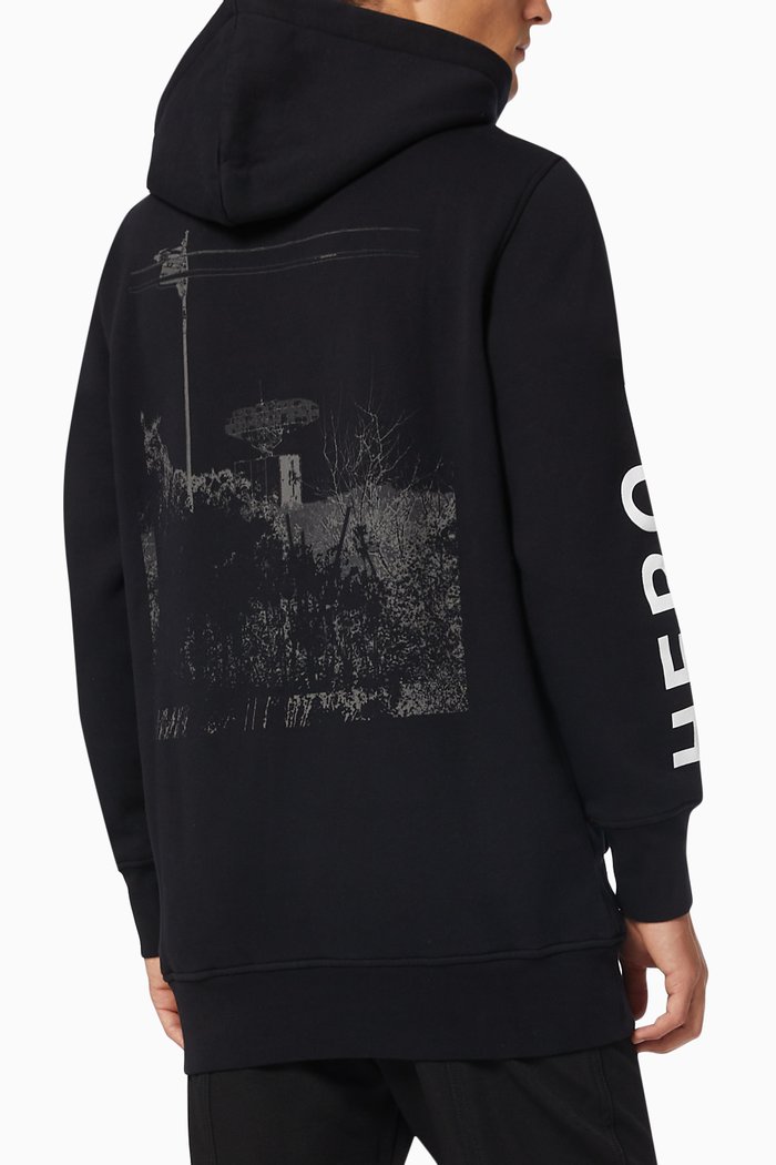

Infared Hooded Sweatshirt in Cotton Blend Jersey, Black