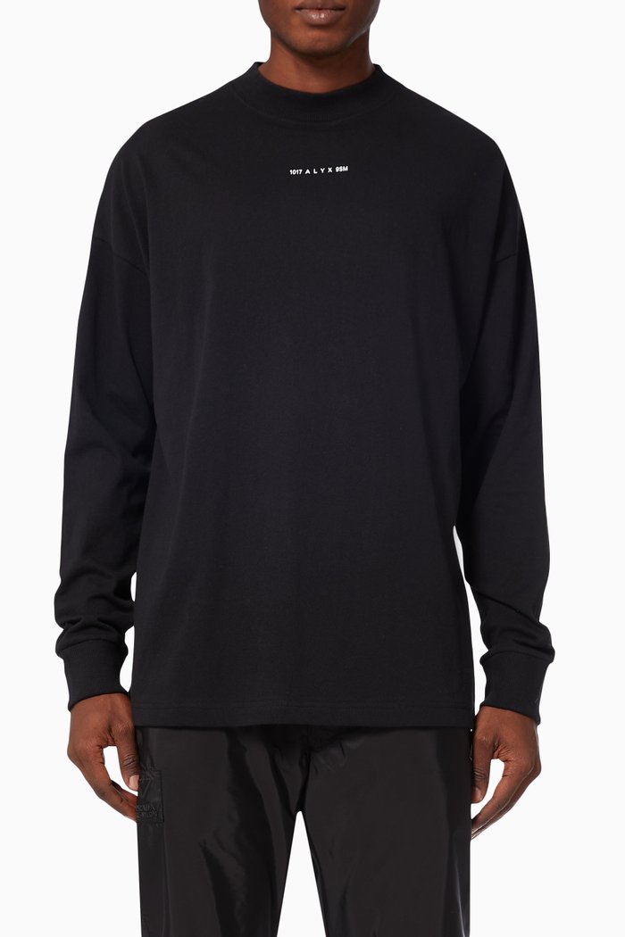 

Visual Long Sleeve T-shirt in Recycled Cotton, Black