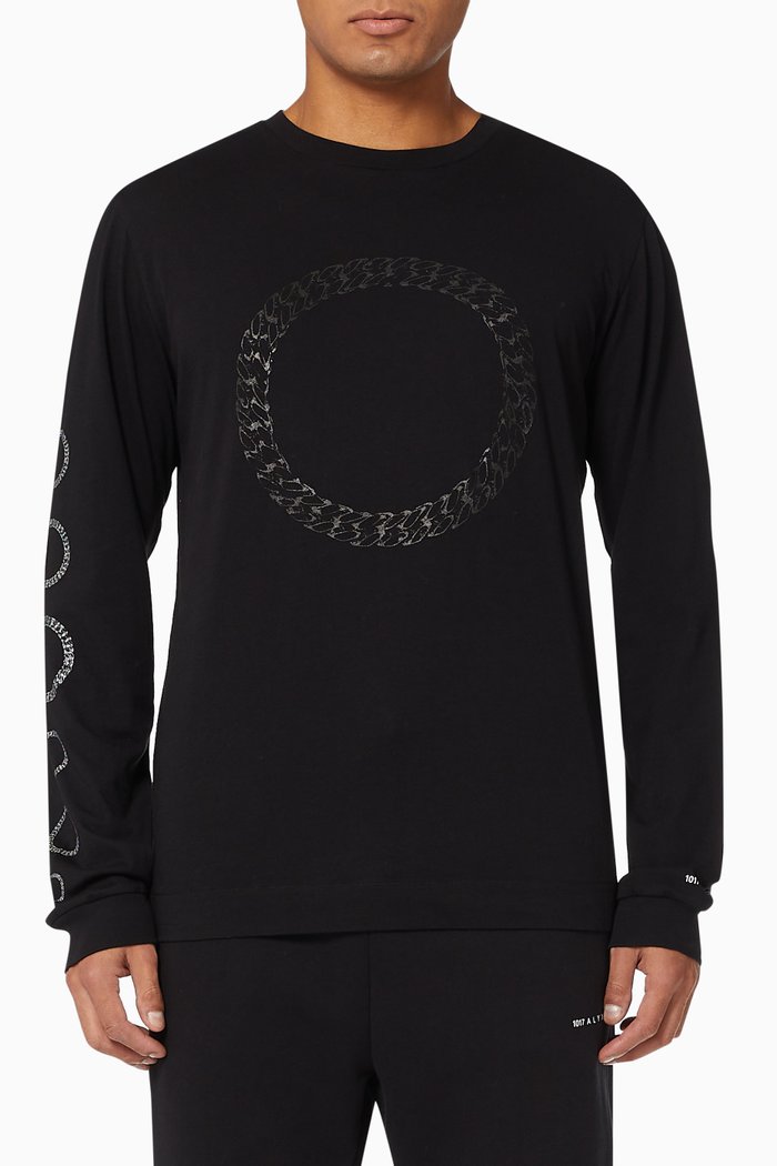 

Cube Chain Print T-shirt in Cotton Jersey, Black