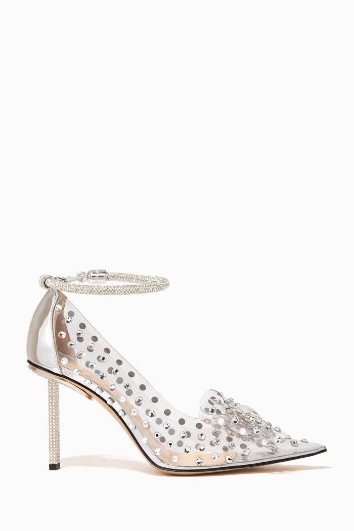 

Fantasy Bow Pumps with Anklet in Crystalized PVC, Silver