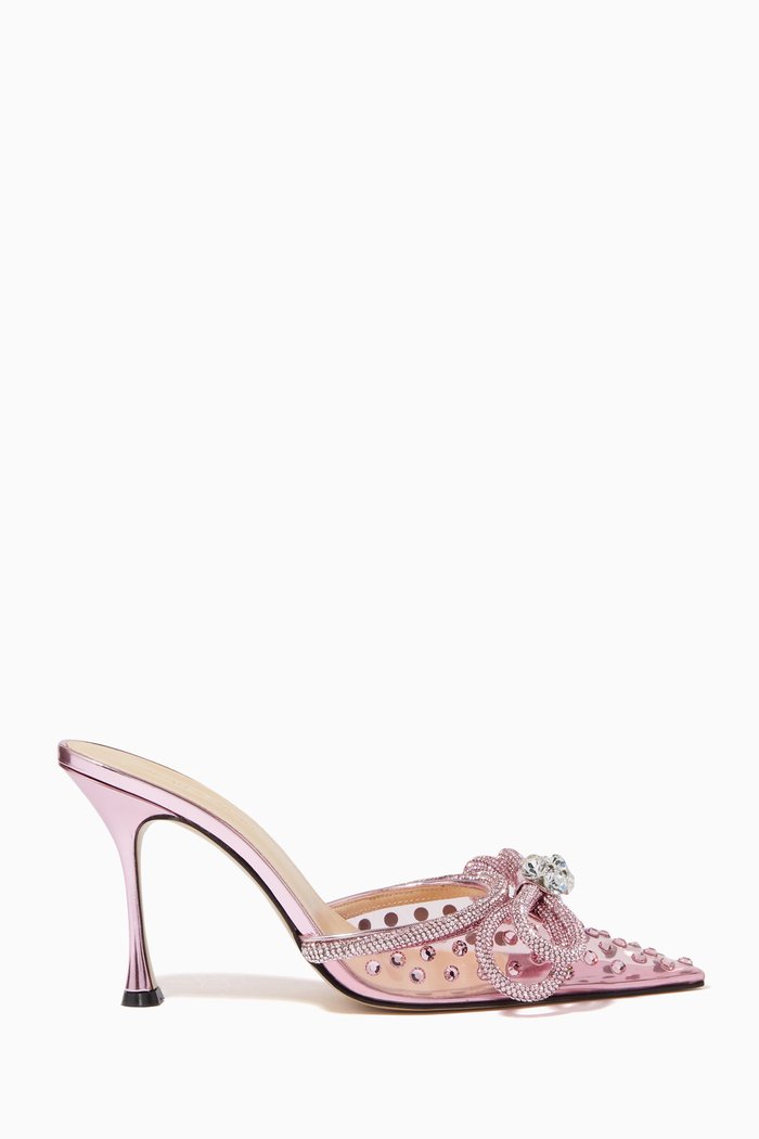 

Double Crystal Bow Pumps in Crystalized PVC, Pink