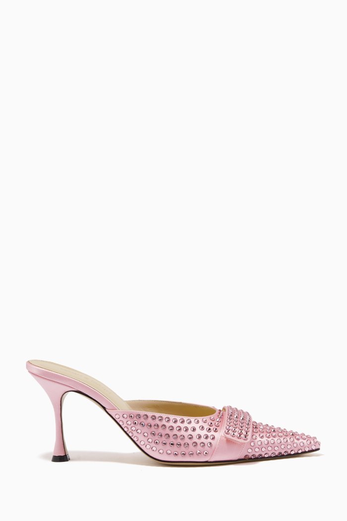

Bella Mules in Crystallized Satin, Pink