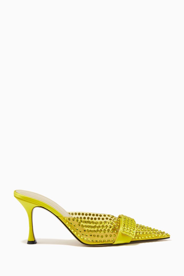 

Bella Mules in Crystallized Satin, Yellow
