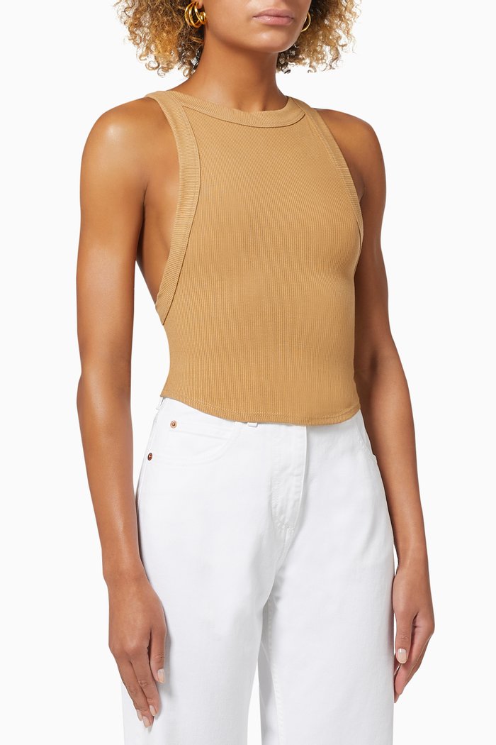 

Ximeno Tank Top in Stretch Rib, Brown