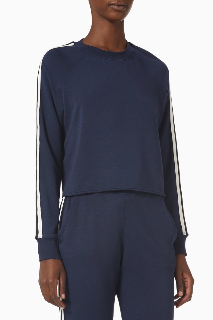 

Warm-up Stripes Sweatshirt in Fleece, Blue