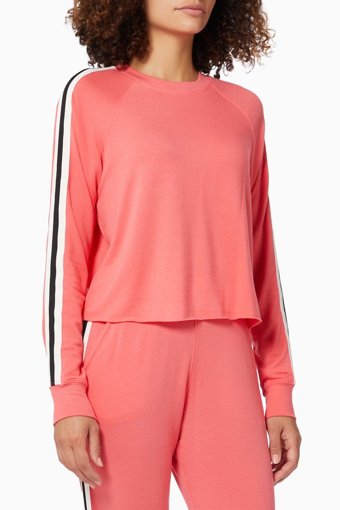 

Warm-up Stripes Sweatshirt in Fleece, Pink