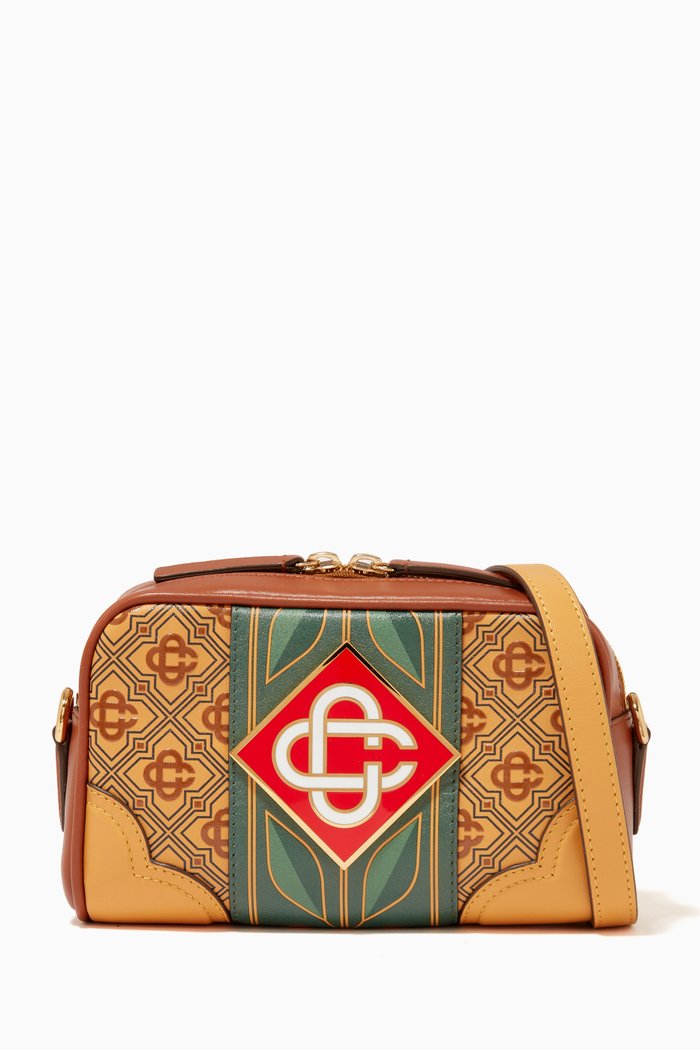 

Monogram Crossbody Bag in Leather, Brown