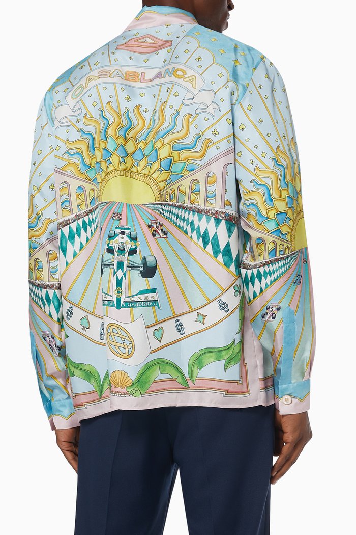 

Art of Racing Shirt in Printed Silk Twill, Blue