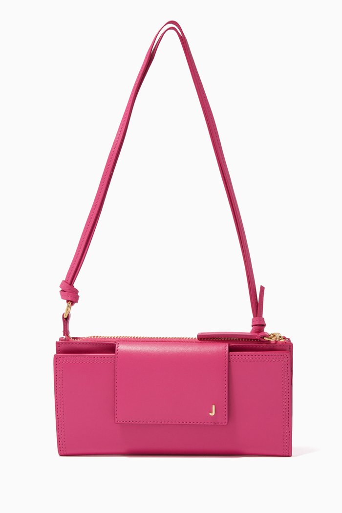 

Le Pichoto Small Pouch in Leather, Pink