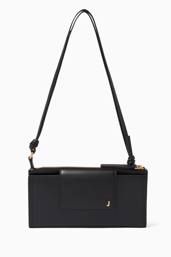 Le Pichoto Small Pouch in Leather, Black