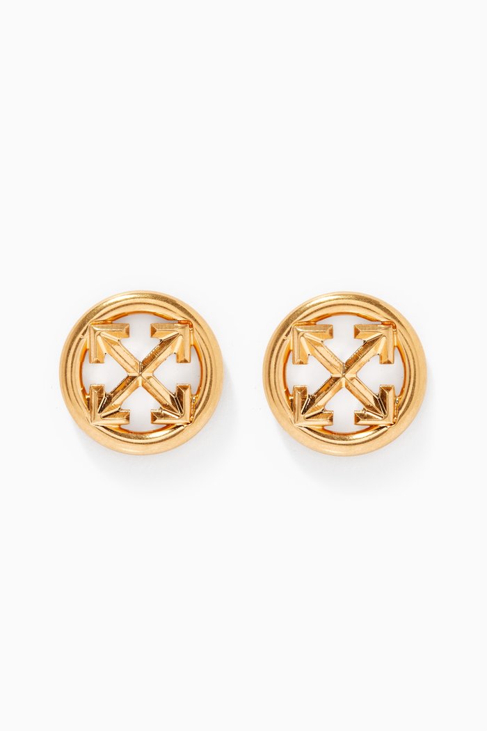

Circle Arrows Stud Earrings in Brass, Gold