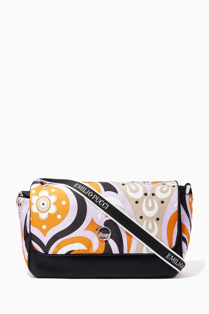 

Printed Diaper Bag in Nylon, Multicolour