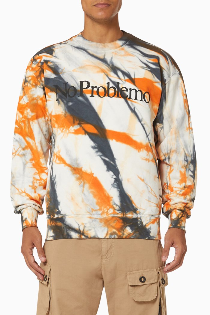 

Tiger Dye No Problemo Sweatshirt in Cotton Fleece, Multicolour