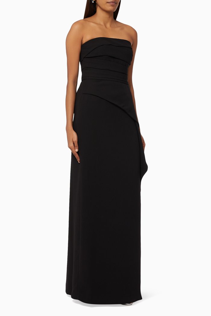 

Violet Strapless Gown in Crepe, Black