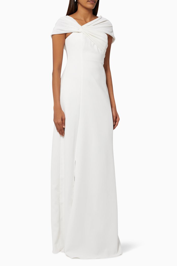 

Eden Twist Gown in Stretch Crepe, White