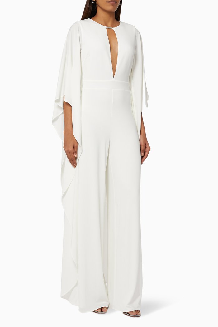 

Brea Draped Jumpsuit in Jersey, White