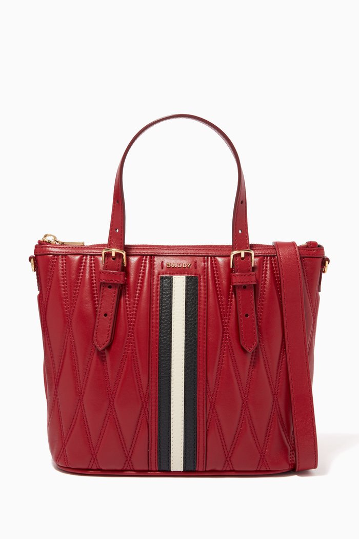 

Damirah Small Tote Bag in Quilted Leather, Red