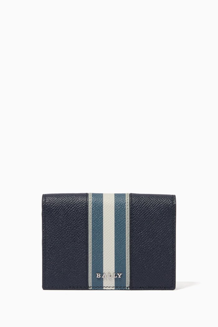 Byrek Card Holder in Leather, Blue