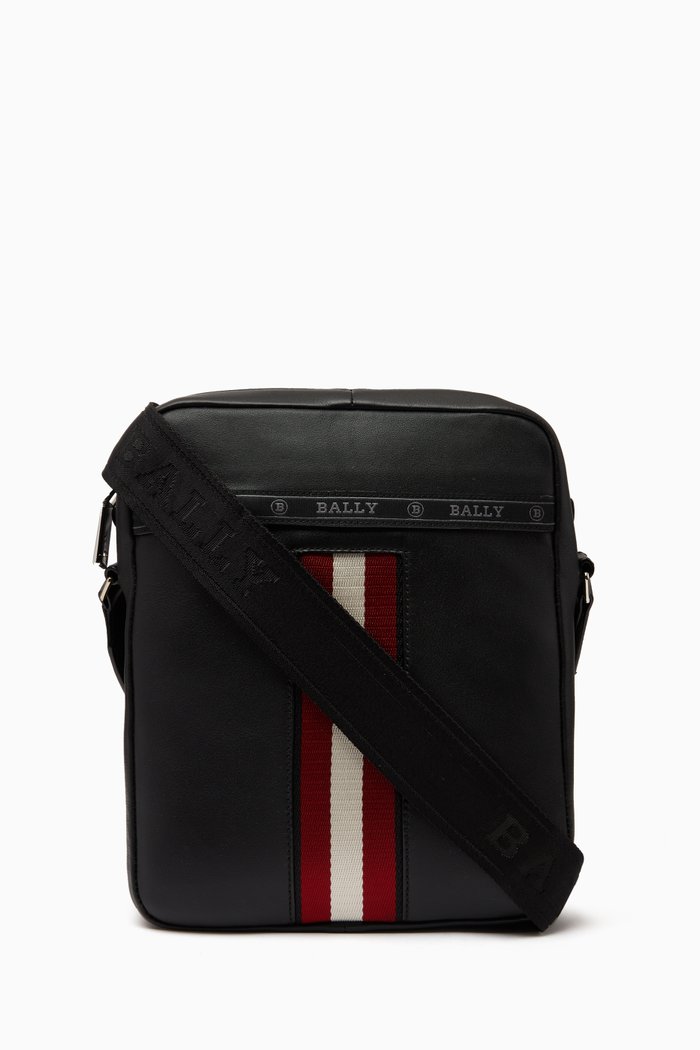 

Holm Stripe Crossbody Bag in Leather, Black