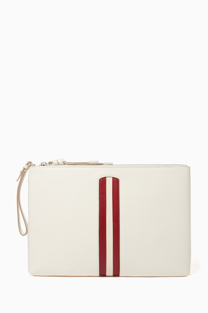 Mhayla Clutch Bag in Leather, Neutral
