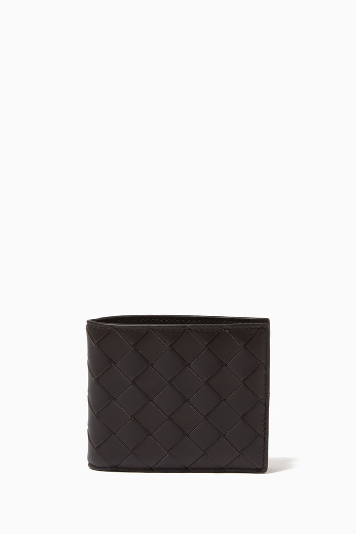 

Bi-Fold Wallet in Intrecciato Calfskin, Brown
