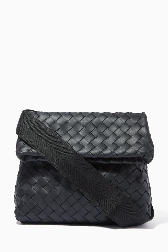 

Fold Crossbody Bag in Intrecciato Calfskin, Black