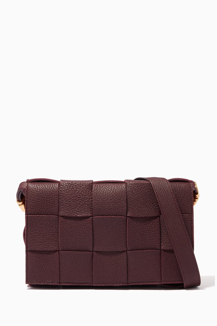 

Cassette Bag in Intreccio Leather, Red