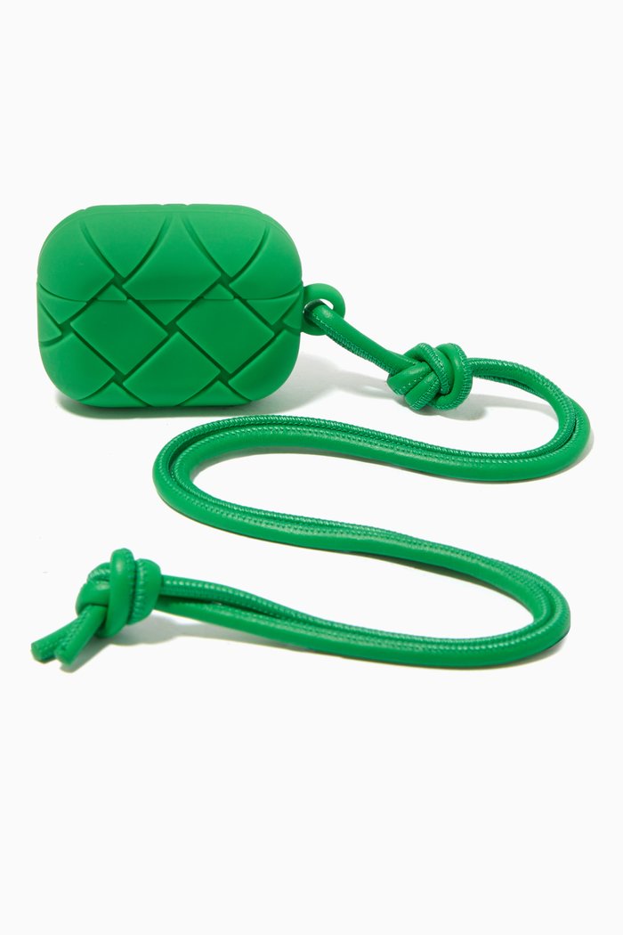 

AirPods Pro Case in Intrecciato Rubber, Green