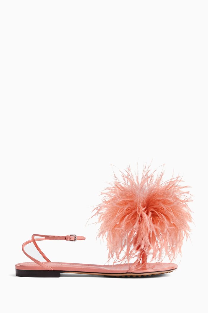 

Feather Dot Flat Sandals in Nappa, Pink