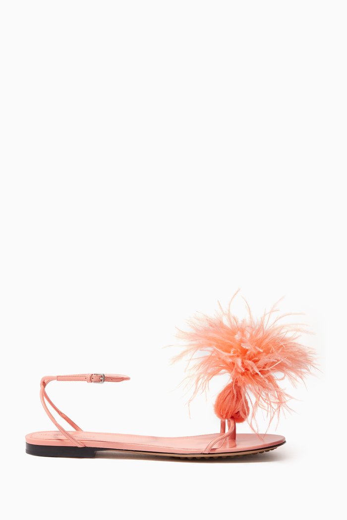 

Feather Dot Flat Sandals in Nappa, Red