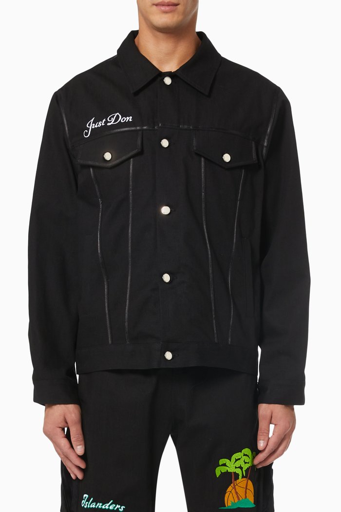 

Logo Embroidered Jacket in Cotton Twill, Black