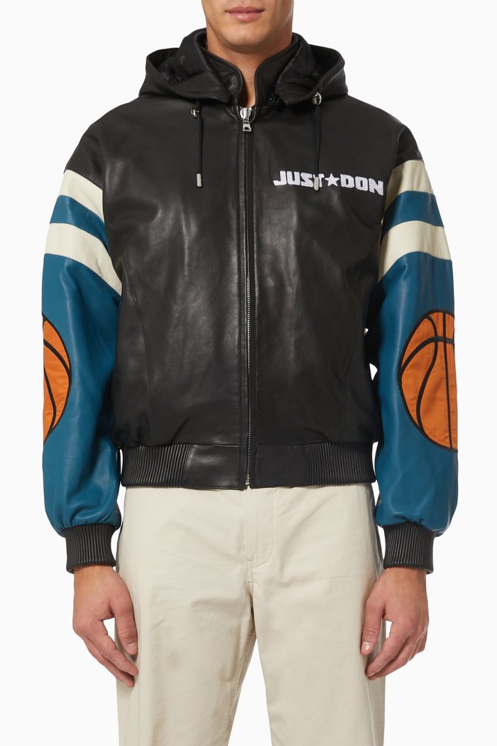

Chicago Hooded Jacket in Leather, Black
