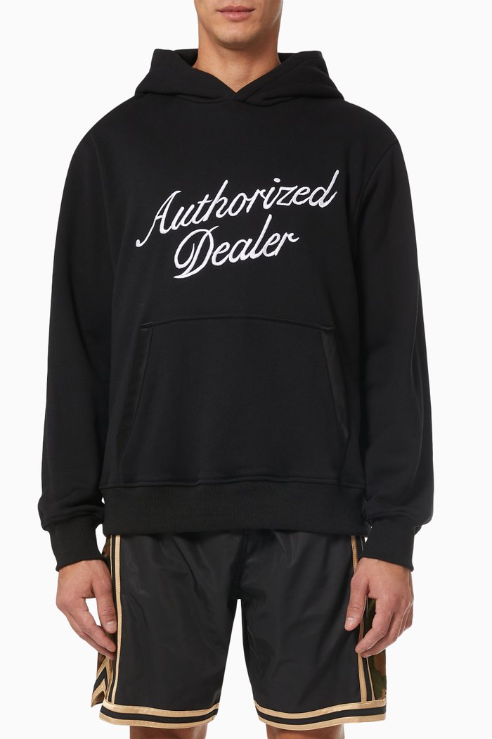 

Authorized Dealer Embroidered Hoodie in Cotton Fleece, Black