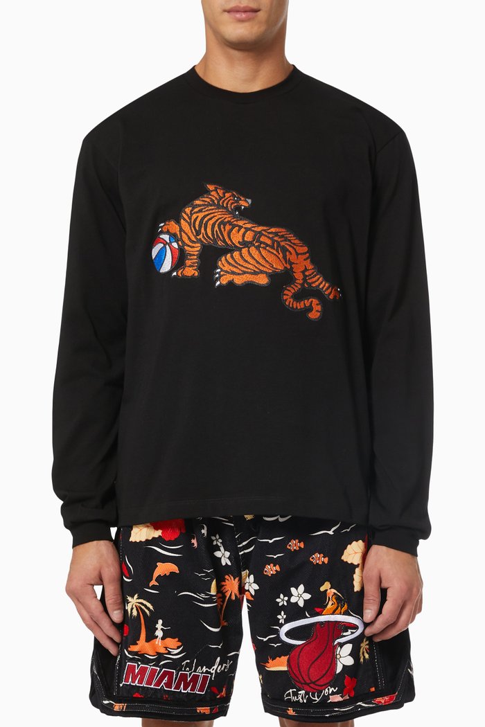 

The Jungle Embroidered T-shirt in Cotton Jersey, Black