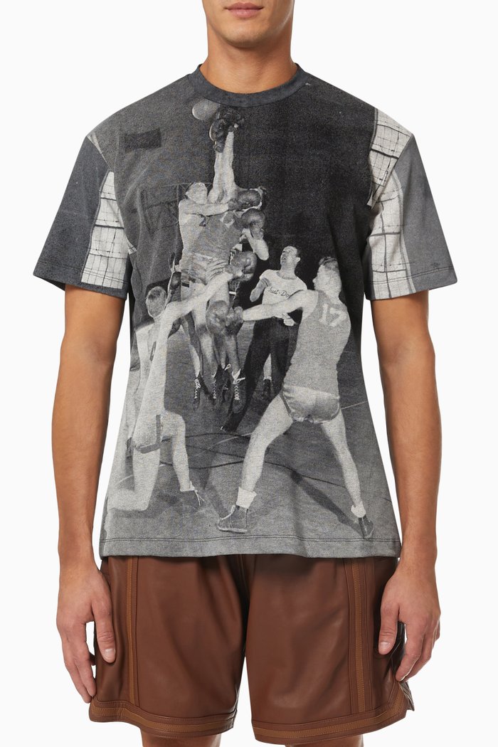 

Graphic Photo Print T-shirt in Cotton Jersey, Black