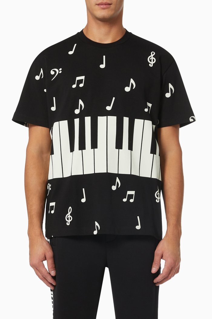 

Piano Keys T-shirt in Cotton Jersey, Black